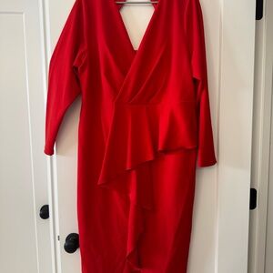 RACHEL Rachel Roy Vibrant Red Long Sleeve Dress